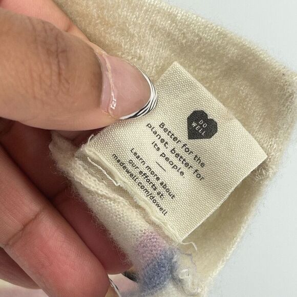 Madewell Heather Oatmeal Stripe Responsible Weightless Cashmere Sweater Tee MED - Picture 12 of 15